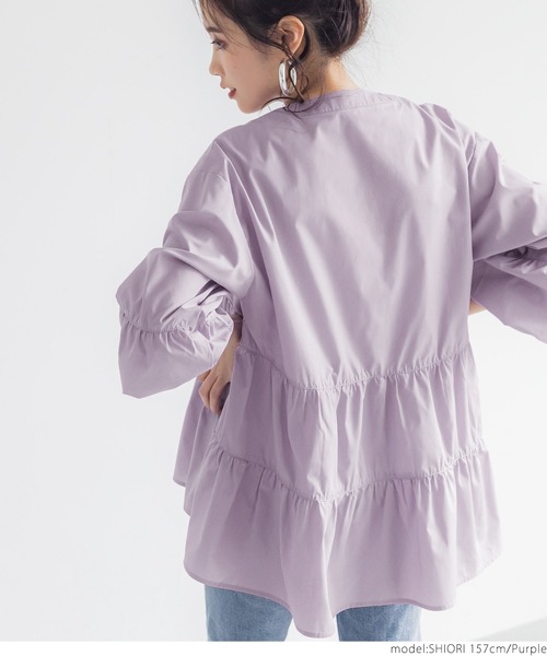 coca（coca）（コカ）の「ティアードブラウス（シャツ/ブラウス・レディース・ブラック/ホワイト/パープル・ONE SIZE）」の18枚目の写真