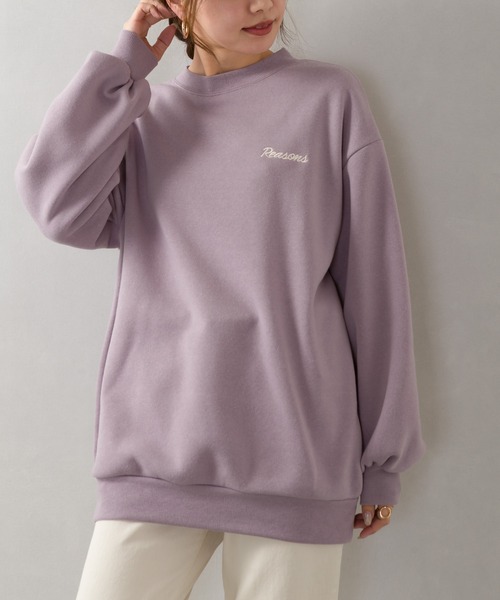 SpRay(スプレイ)の「貼付オ-バル裏起毛スウェット(スウェット・レディース・チャコールグレー/ベージュ/ピンク/グリーン/アイボリー・FREE)」の5枚目の写真