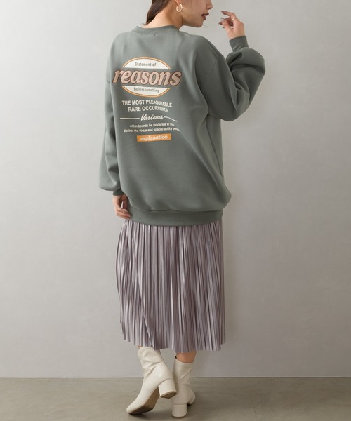 SpRay(スプレイ)の「貼付オ-バル裏起毛スウェット(スウェット・レディース・チャコールグレー/ベージュ/ピンク/グリーン/アイボリー・FREE)」の22枚目の写真
