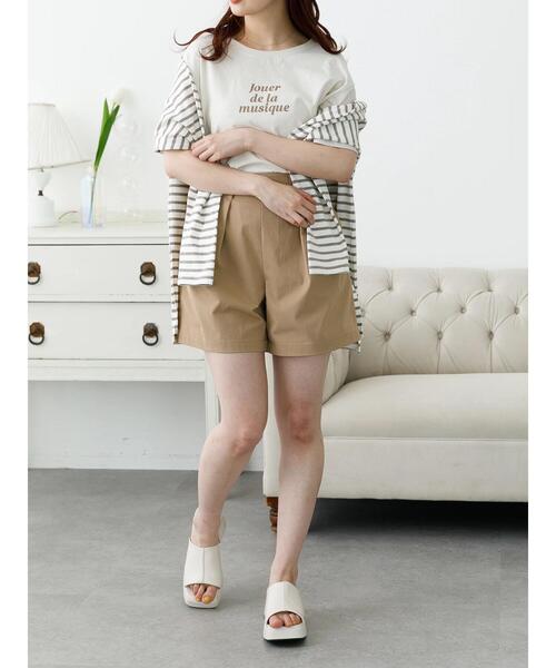 SLURR(スラ―)の「デザインプリントクルーネックドロップショルダーT(Tシャツ/カットソー・レディース・チャコールグレー/ライトベージュ/オフホワイト・FREE)」の7枚目の写真