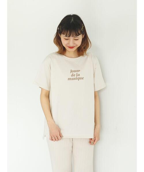 SLURR(スラ―)の「デザインプリントクルーネックドロップショルダーT(Tシャツ/カットソー・レディース・チャコールグレー/ライトベージュ/オフホワイト・FREE)」の8枚目の写真