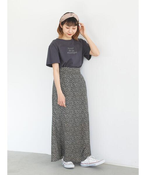 SLURR(スラ―)の「デザインプリントクルーネックドロップショルダーT(Tシャツ/カットソー・レディース・チャコールグレー/ライトベージュ/オフホワイト・FREE)」の12枚目の写真