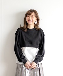 White Collection | 【2021SS新作】ワッフル生地×シャツレイヤードプルオーバー(Tシャツ/カットソー)