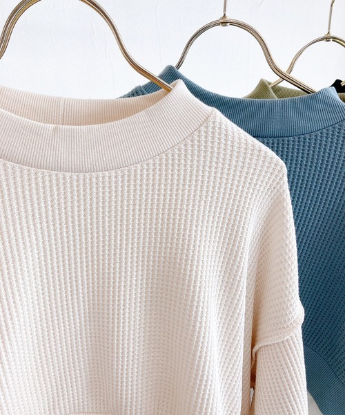 White Collection（ホワイトコレクション）の「【2021SS新作】ワッフル生地×シャツレイヤードプルオーバー（Tシャツ/カットソー・レディース・ブラック/ブルー/グリーン/アイボリー・M）」の19枚目の写真