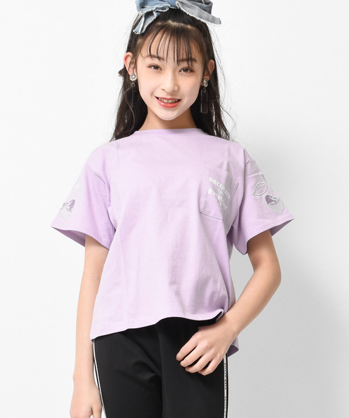 RiCO SUCRE(リコシュクレ)の「チュールチェリーTシャツ(Tシャツ/カットソー・キッズ・ラベンダー/オフホワイト/ブラック/ミント・150/160/165/140/130)」の4枚目の写真