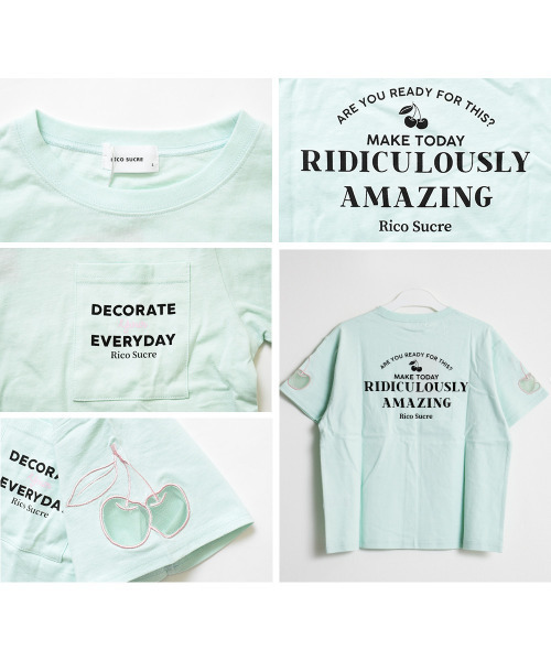 RiCO SUCRE(リコシュクレ)の「チュールチェリーTシャツ(Tシャツ/カットソー・キッズ・ラベンダー/オフホワイト/ブラック/ミント・150/160/165/140/130)」の12枚目の写真