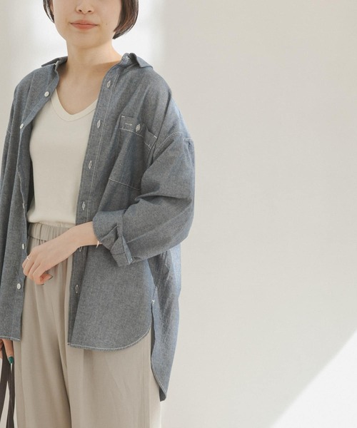 FORK&SPOON(フォークアンドスプーン)の「FORK&SPOON シャンブレービッグシャツ(シャツ/ブラウス・レディース・ブラック系その他/ブルー系その他・ONE)」の14枚目の写真