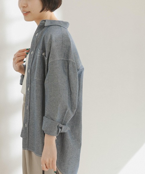 FORK&SPOON(フォークアンドスプーン)の「FORK&SPOON シャンブレービッグシャツ(シャツ/ブラウス・レディース・ブラック系その他/ブルー系その他・ONE)」の13枚目の写真