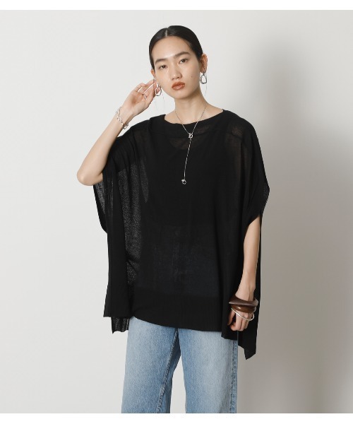 crie conforto(クリーコンフォルト)の「シアーポンチョニットPO(ニット/セーター・レディース・ブラック/オレンジ/グレー・FREE)」の8枚目の写真