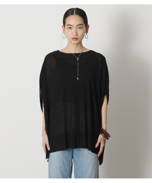 crie conforto(クリーコンフォルト)の「シアーポンチョニットPO(ニット/セーター・レディース・ブラック/オレンジ/グレー・FREE)」の11枚目の写真