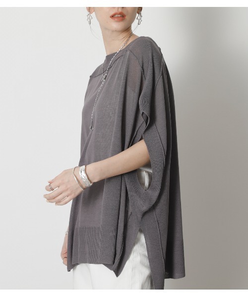 crie conforto(クリーコンフォルト)の「シアーポンチョニットPO(ニット/セーター・レディース・ブラック/オレンジ/グレー・FREE)」の9枚目の写真