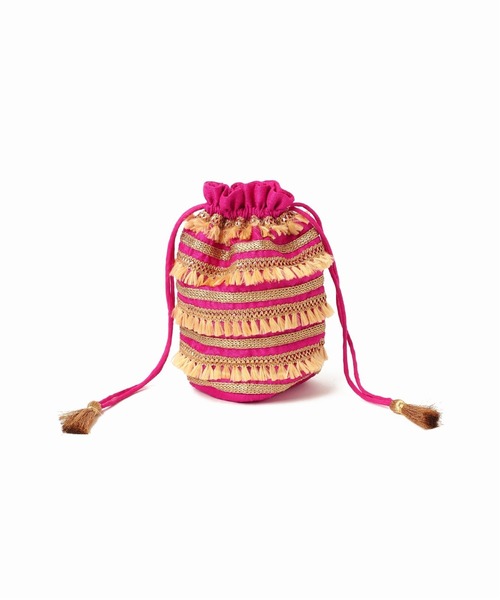 SLOBE IENA(スローブイエナ)の「【Pondichery/ポンディシェリ 】フリンジ巾着◆(ハンドバッグ・レディース・イエロー/ピンク・FREE)」の3枚目の写真