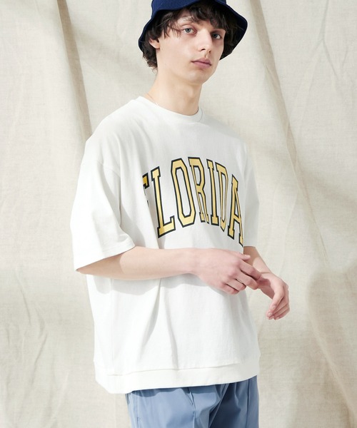 EMMA CLOTHES(エマクローズ)の「ヘビーウェイト10/-天竺 オーバーサイズ カレッジプリントS/Sカットソー(Tシャツ/カットソー・メンズ・ブラック/オレンジ/ホワイト・M/L)」の11枚目の写真