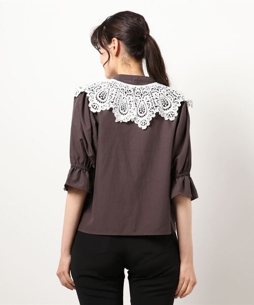 prose verse（プロズヴェール）の「《WEB・一部店舗限定》襟レース取り外し2wayブラウス（シャツ/ブラウス・レディース・ホワイト/チャコールグレー・ﾌﾘ-）」の4枚目の写真