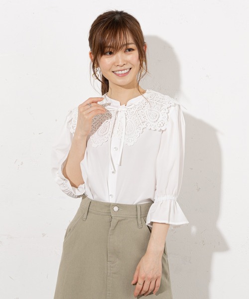 prose verse（プロズヴェール）の「《WEB・一部店舗限定》襟レース取り外し2wayブラウス（シャツ/ブラウス・レディース・ホワイト/チャコールグレー・ﾌﾘ-）」の22枚目の写真
