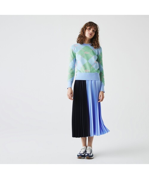 LACOSTE L!VE（ラコステライブ）の「LACOSTE L!VEビッグチェックモノグラムニットセーター（ニット/セーター・レディース・ライトブルー・38/36/34）」の2枚目の写真