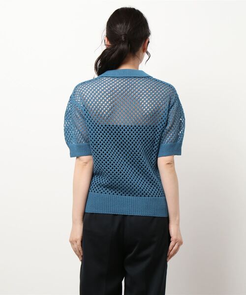 cepo(セポ)の「フィッシュネット ポロニット(ポロシャツ・レディース・オフホワイト/ブルー・M)」の13枚目の写真