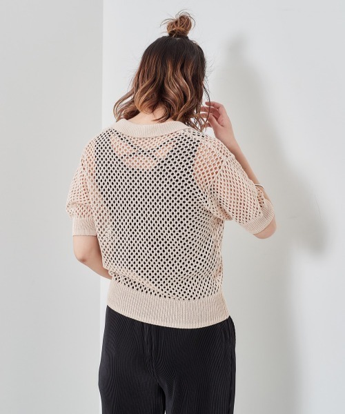 cepo(セポ)の「フィッシュネット ポロニット(ポロシャツ・レディース・オフホワイト/ブルー・M)」の18枚目の写真