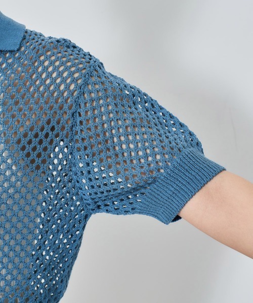 cepo(セポ)の「フィッシュネット ポロニット(ポロシャツ・レディース・オフホワイト/ブルー・M)」の10枚目の写真