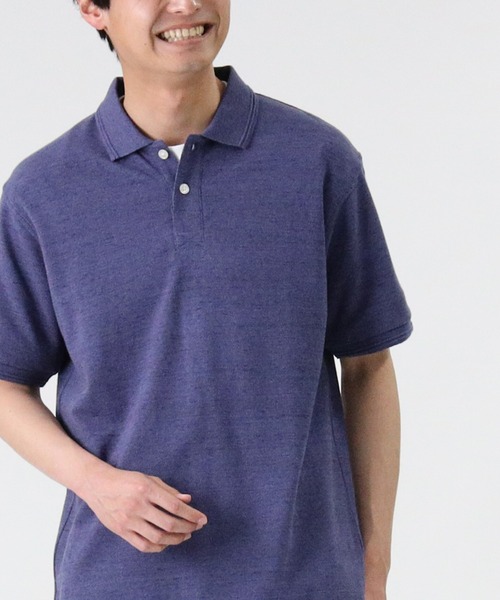 PLUS ONE（プラスワン）の「【PLUS ONE】和紙ポロシャツ（ポロシャツ・メンズ・ネイビー/オリーブ/グレー/ベージュ・L/XL/M）」の4枚目の写真
