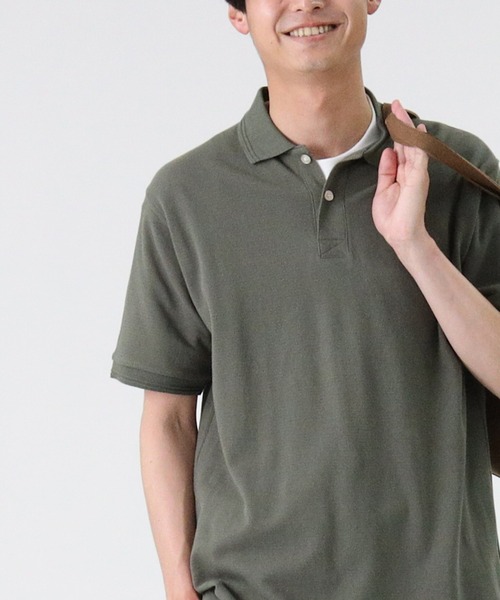 PLUS ONE（プラスワン）の「【PLUS ONE】和紙ポロシャツ（ポロシャツ・メンズ・ネイビー/オリーブ/グレー/ベージュ・L/XL/M）」の3枚目の写真