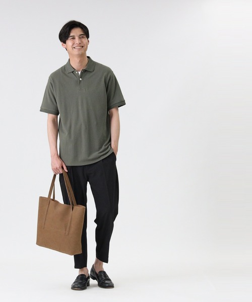 PLUS ONE（プラスワン）の「【PLUS ONE】和紙ポロシャツ（ポロシャツ・メンズ・ネイビー/オリーブ/グレー/ベージュ・L/XL/M）」の17枚目の写真