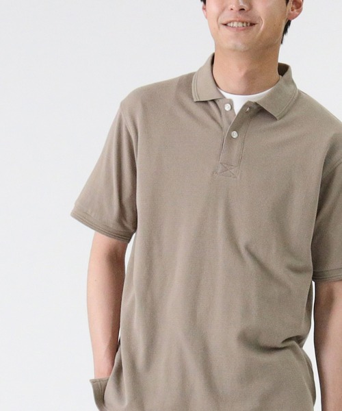 PLUS ONE（プラスワン）の「【PLUS ONE】和紙ポロシャツ（ポロシャツ・メンズ・ネイビー/オリーブ/グレー/ベージュ・L/XL/M）」の12枚目の写真