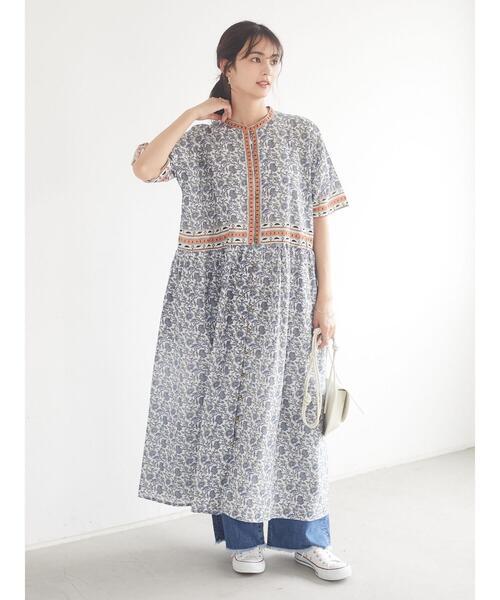 CRAFT STANDARD BOUTIQUE（クラフトスタンダードブティック）の「インドコットン パネル柄ワンピース　＊◇（ワンピース・レディース・ブラウン/ブルー・FREE）」の22枚目の写真