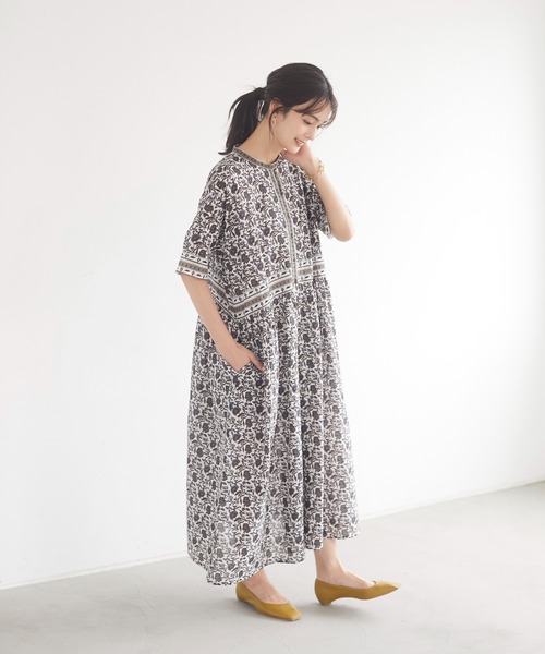 CRAFT STANDARD BOUTIQUE（クラフトスタンダードブティック）の「インドコットン パネル柄ワンピース　＊◇（ワンピース・レディース・ブラウン/ブルー・FREE）」の10枚目の写真