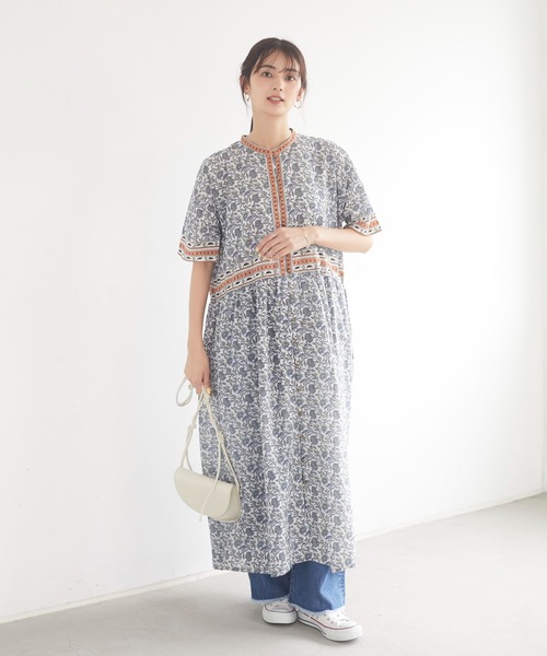 CRAFT STANDARD BOUTIQUE（クラフトスタンダードブティック）の「インドコットン パネル柄ワンピース　＊◇（ワンピース・レディース・ブラウン/ブルー・FREE）」の18枚目の写真