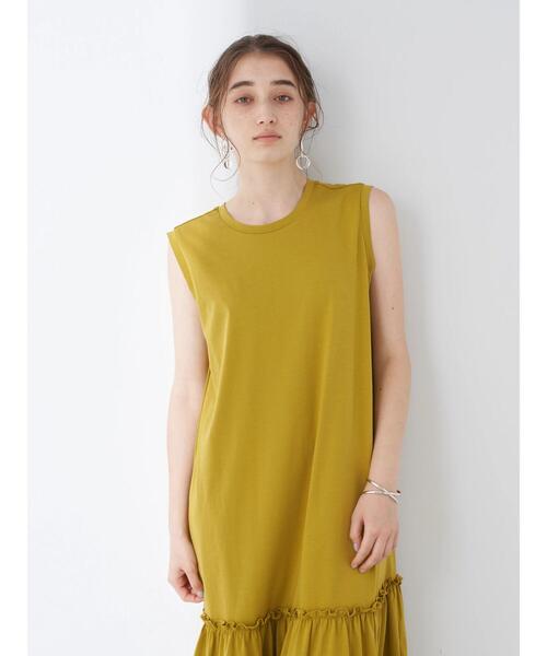 YECCA VECCA（イェッカヴェッカ）の「・裾ギャザーカットワンピース＊（ワンピース・レディース・チャコールグレー/イエロー/アイボリー・FREE）」の19枚目の写真