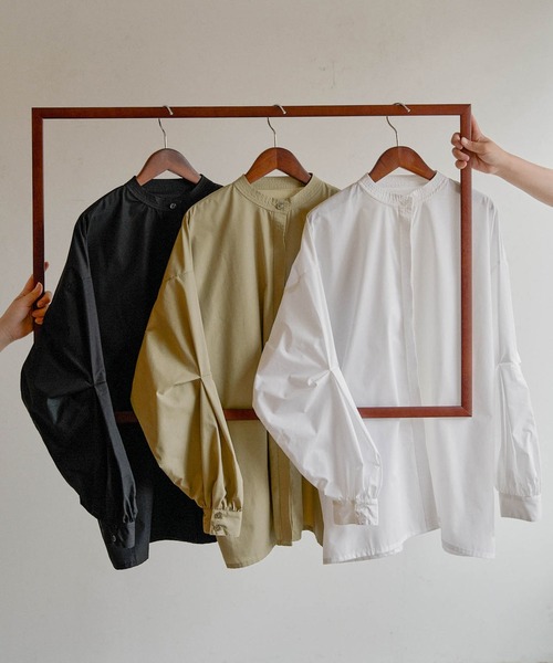 select MOCA（セレクトモカ）の「2021 AW ストレンジタックスタンドカラーシャツ（シャツ/ブラウス・レディース・ホワイト/ブラック/ベージュ・FREE）」の4枚目の写真