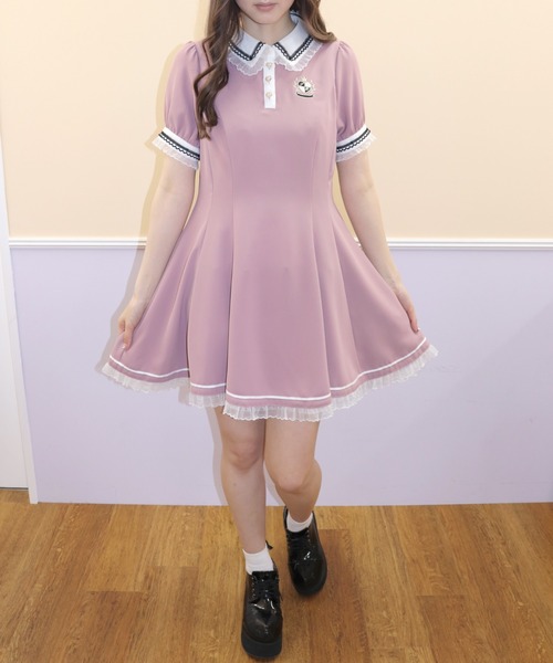 Secret Honey（シークレットハニー）の「バックレースアップポロワンピース（ワンピース・レディース・ブラック/ピンク/ワインレッド・MEDIUM）」の5枚目の写真