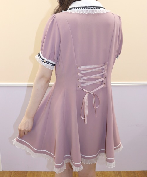 Secret Honey（シークレットハニー）の「バックレースアップポロワンピース（ワンピース・レディース・ブラック/ピンク/ワインレッド・MEDIUM）」の7枚目の写真