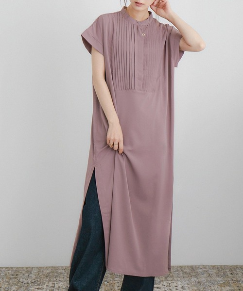 Fashion Letter(ファッションレター)の「ピンタックシャツワンピース(シャツワンピース・レディース・ホワイト/グレイッシュベージュ/ライトグリーン/ラベンダー・M)」の4枚目の写真