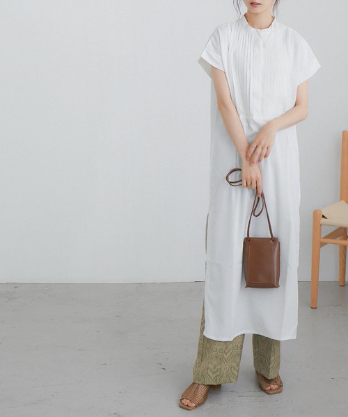 Fashion Letter(ファッションレター)の「ピンタックシャツワンピース(シャツワンピース・レディース・ホワイト/グレイッシュベージュ/ライトグリーン/ラベンダー・M)」の6枚目の写真
