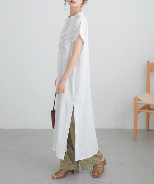 Fashion Letter(ファッションレター)の「ピンタックシャツワンピース(シャツワンピース・レディース・ホワイト/グレイッシュベージュ/ライトグリーン/ラベンダー・M)」の7枚目の写真
