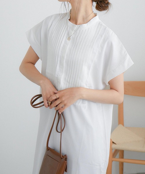 Fashion Letter(ファッションレター)の「ピンタックシャツワンピース(シャツワンピース・レディース・ホワイト/グレイッシュベージュ/ライトグリーン/ラベンダー・M)」の10枚目の写真