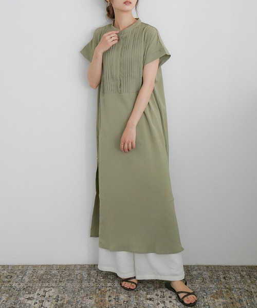 Fashion Letter(ファッションレター)の「ピンタックシャツワンピース(シャツワンピース・レディース・ホワイト/グレイッシュベージュ/ライトグリーン/ラベンダー・M)」の12枚目の写真