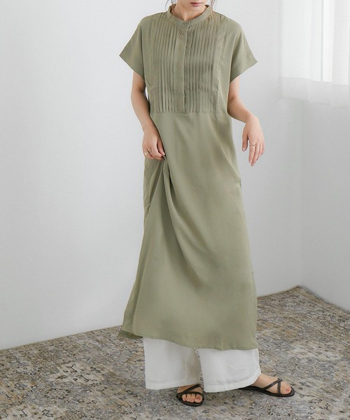 Fashion Letter(ファッションレター)の「ピンタックシャツワンピース(シャツワンピース・レディース・ホワイト/グレイッシュベージュ/ライトグリーン/ラベンダー・M)」の13枚目の写真