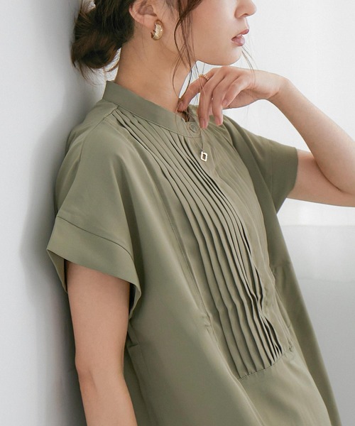 Fashion Letter(ファッションレター)の「ピンタックシャツワンピース(シャツワンピース・レディース・ホワイト/グレイッシュベージュ/ライトグリーン/ラベンダー・M)」の16枚目の写真