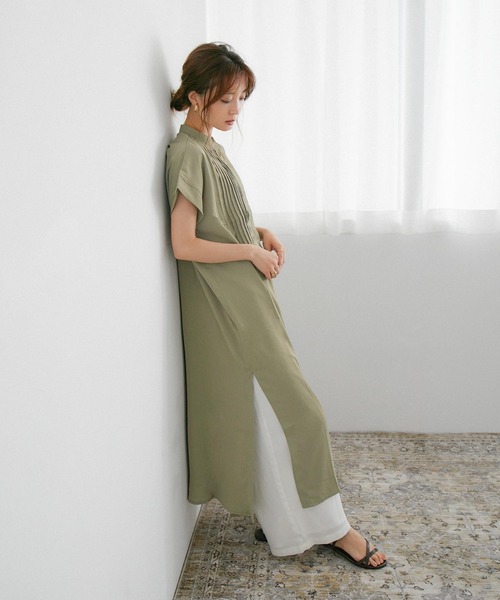 Fashion Letter(ファッションレター)の「ピンタックシャツワンピース(シャツワンピース・レディース・ホワイト/グレイッシュベージュ/ライトグリーン/ラベンダー・M)」の17枚目の写真