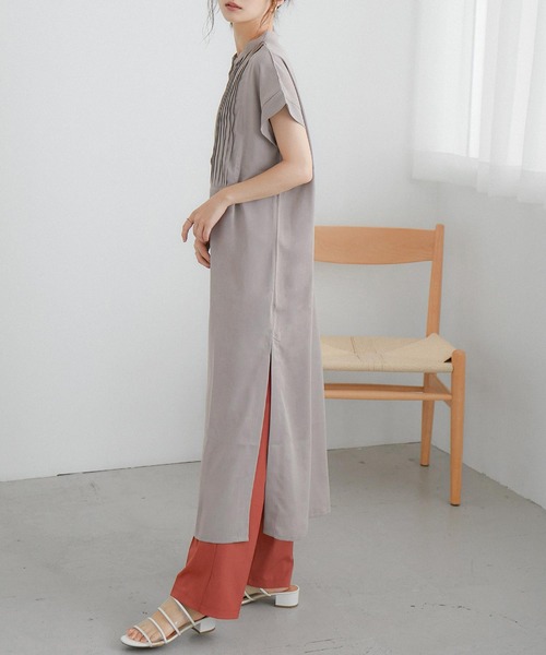 Fashion Letter(ファッションレター)の「ピンタックシャツワンピース(シャツワンピース・レディース・ホワイト/グレイッシュベージュ/ライトグリーン/ラベンダー・M)」の21枚目の写真