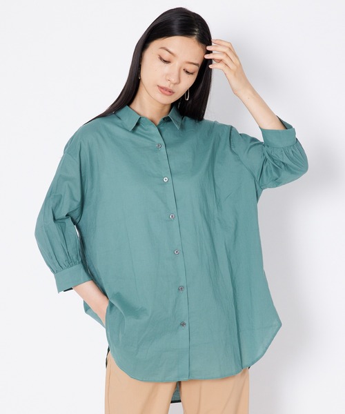 shop DADA(ショップダダ)の「バックベルトブラウス(1S13-7185)(シャツ/ブラウス・レディース・ホワイト/ダークブラウン/グリーン・FREE)」の3枚目の写真