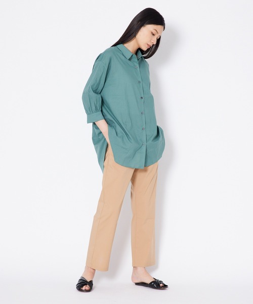 shop DADA(ショップダダ)の「バックベルトブラウス(1S13-7185)(シャツ/ブラウス・レディース・ホワイト/ダークブラウン/グリーン・FREE)」の10枚目の写真