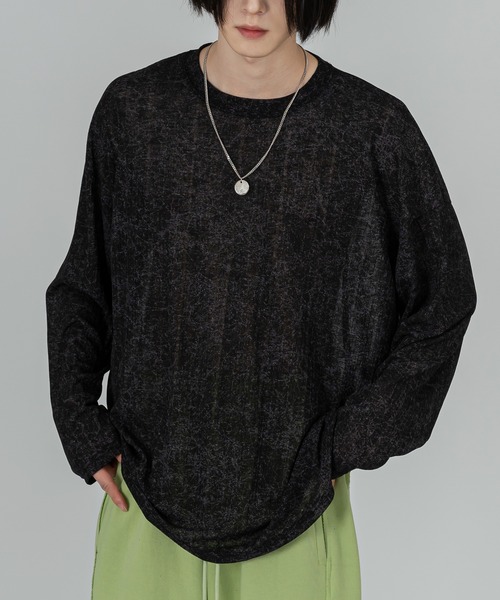 FOLLOWIN（フォロウィン）の「【UNISEX】アイスダメージウォッシング長袖Tシャツ（Tシャツ/カットソー・レディース・ホワイト/ブラック・FREE）」の2枚目の写真