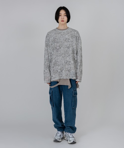 FOLLOWIN（フォロウィン）の「【UNISEX】アイスダメージウォッシング長袖Tシャツ（Tシャツ/カットソー・レディース・ホワイト/ブラック・FREE）」の4枚目の写真