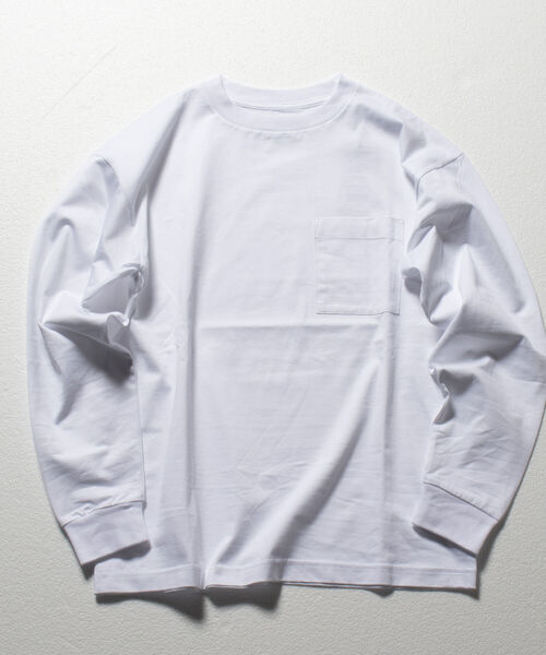 NOLLEY'S goodman（ノーリーズグッドマン）の「ビッグシルエット オーバーサイズ ロングスリーブＴシャツ（※上品感漂うハイゲージ コットン使用）（Tシャツ/カットソー・メンズ・ホワイト/ブラック系その他3/ネイビー/ホワイト系その他4/グレイッシュベージュ・MEDIUM/X-LARGE/SMALL/LARGE）」の2枚目の写真