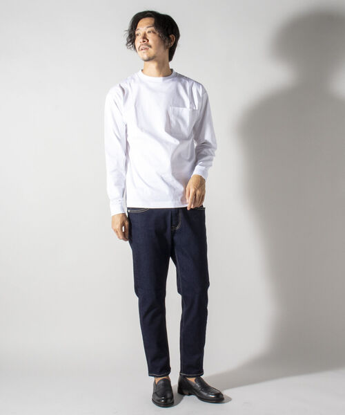 NOLLEY'S goodman（ノーリーズグッドマン）の「ビッグシルエット オーバーサイズ ロングスリーブＴシャツ（※上品感漂うハイゲージ コットン使用）（Tシャツ/カットソー・メンズ・ホワイト/ブラック系その他3/ネイビー/ホワイト系その他4/グレイッシュベージュ・MEDIUM/X-LARGE/SMALL/LARGE）」の6枚目の写真