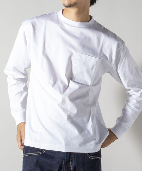 NOLLEY'S goodman（ノーリーズグッドマン）の「ビッグシルエット オーバーサイズ ロングスリーブＴシャツ（※上品感漂うハイゲージ コットン使用）（Tシャツ/カットソー・メンズ・ホワイト/ブラック系その他3/ネイビー/ホワイト系その他4/グレイッシュベージュ・MEDIUM/X-LARGE/SMALL/LARGE）」の7枚目の写真